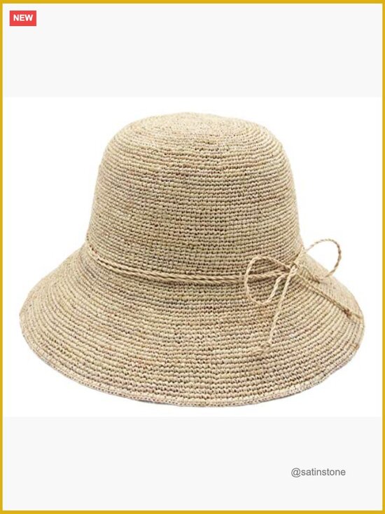 Women\'s Straw Raffia Bucket Hat with Adjustable Strap Sun Protection main image 4